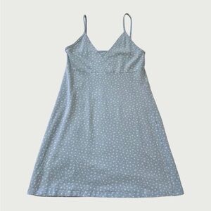 Brandy Melville Blue and White Spaghetti Strap Stretchy Bodycon Floral Dress